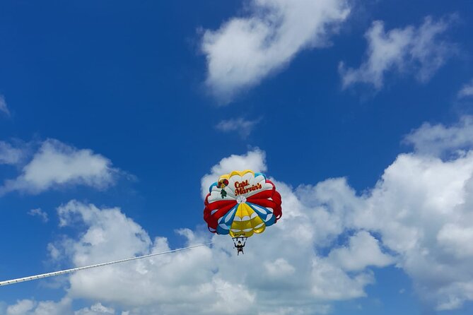 Capt Marvin Watersports / Parasail - Private Tour - Taking off for the 500-foot view over turquoise water