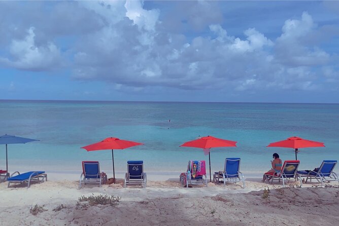 Fun day at Private Beach Bar&Grill/Grand Turk - Stop 2: Pillary Beach—chairs, shade, and real beach-food comfort